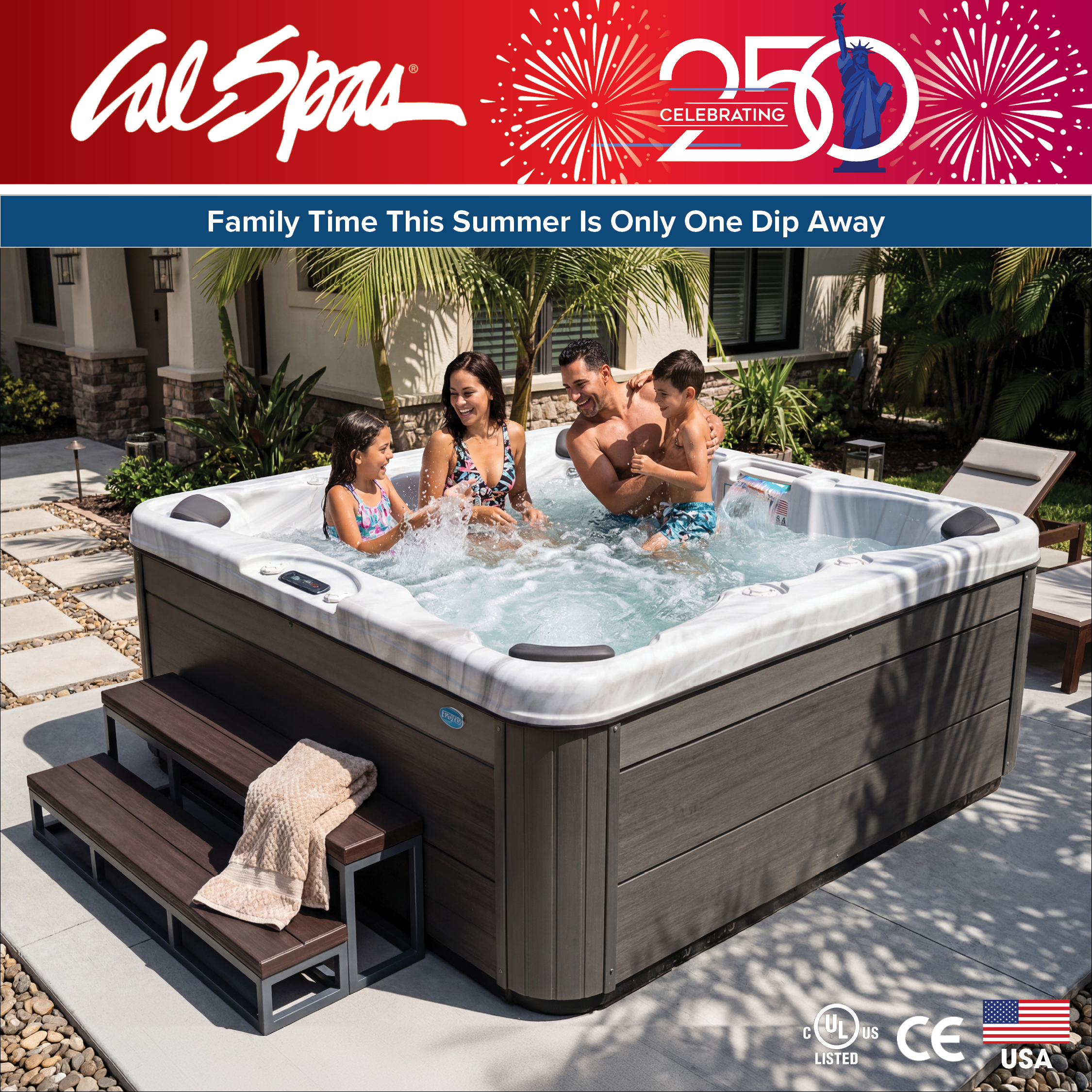 Calspas hot tub being used in a family setting - Knoxville